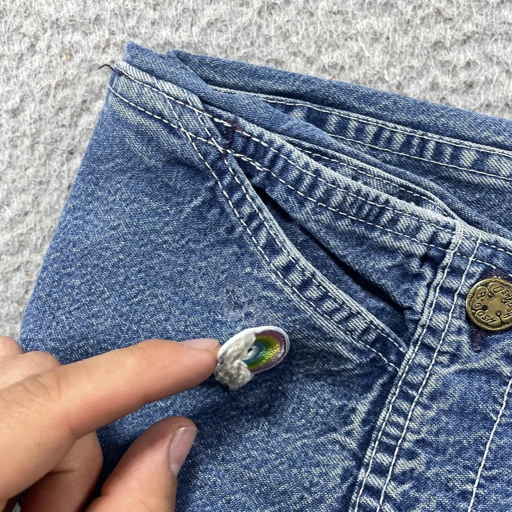 Vintage OshKosh B'gosh Overalls Infant Girls 18M Blue Denim Llama Rainbow USA *